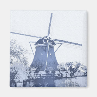 Blue Delft Dutch Windmill Magnet