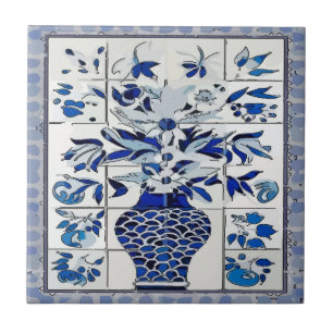 Blue Delft Flower Vase Tile Mural