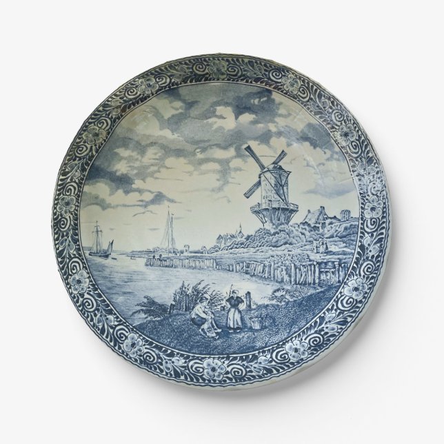 Blue Delft Windmill Dutch Plate (Front)