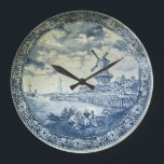 Blue Delft Windmill Dutch Plate Large Clock<br><div class="desc">This striking classic design will compliment any room, hearkening back to a simpler time and the old world.</div>