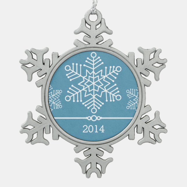 Blue Delicate Snowflakes Holiday Ornament (Front)
