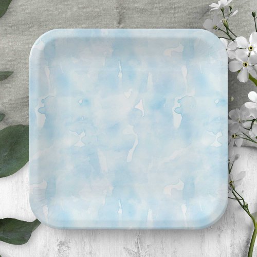 blue delicate watercolor texture paper plates