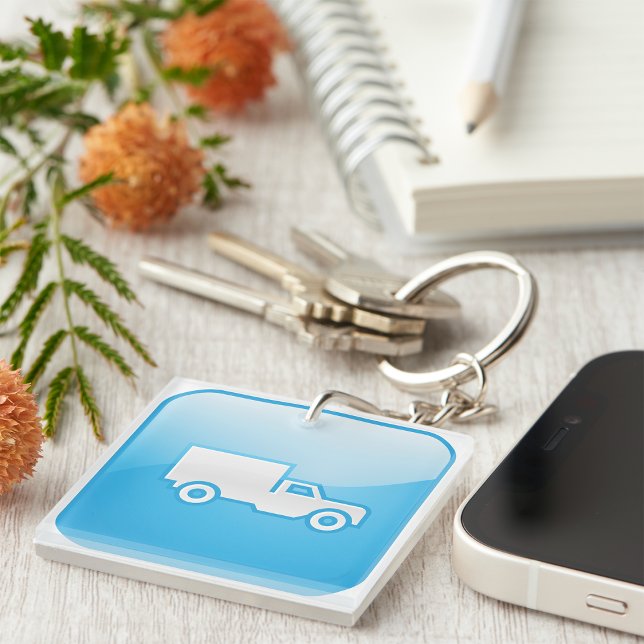 Blue Delivery Truck Icon Logistics Shipping Keychain (Creator Uploaded)