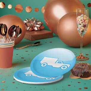 Blue Delivery Truck Icon Logistics Shipping Paper Plates