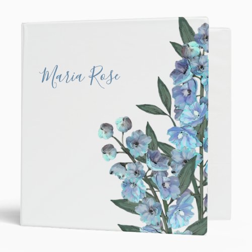 Blue Delphinium 3 Ring Binder