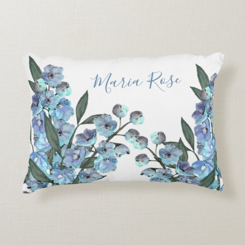 Blue Delphinium Accent Pillow