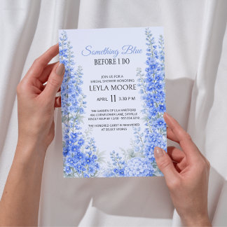 Blue Delphinium Bridal Shower Something Blue Invitation