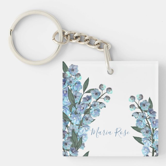 Blue Delphinium Keychain (Front)