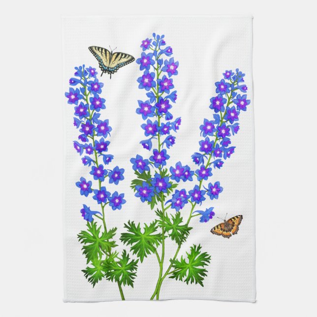 Blue Delphinium Larkspur Flowers American MoJo Kit Towel (Vertical)