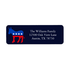 Blue Democrat Donkey Political Return Address Label