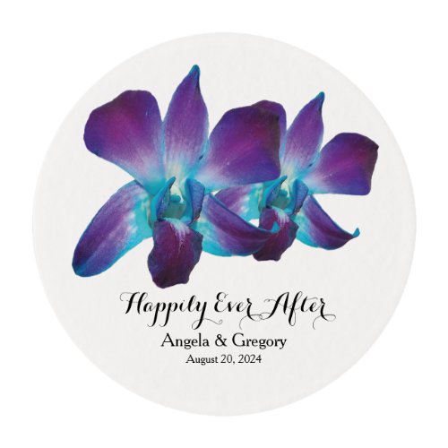 Blue Dendrobium Orchid Happily Ever After Wedding Edible Frosting Rounds