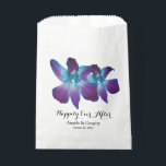 Blue Dendrobium Orchid Happily Ever After Wedding Favor Bag<br><div class="desc">Purple and turquoise blue Dendrobium orchid personalized wedding favor bags. Simple wedding favor bag design that features a beautiful orchid variety called a blue dendrobium. It is teal / turquoise in color paired with violet and royal purple. A great flower choice for peacock bridal shower color theme. You can personalize...</div>
