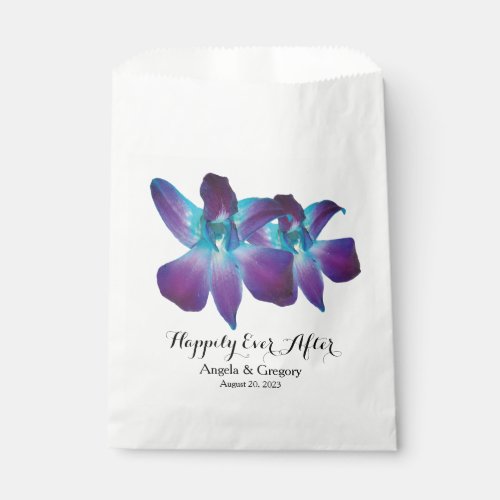 Blue Dendrobium Orchid Happily Ever After Wedding Favor Bag