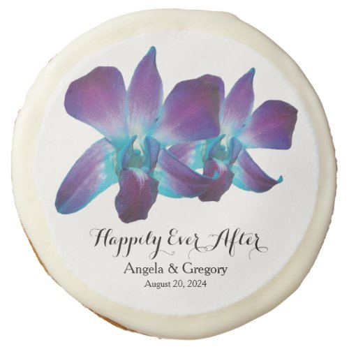 Blue Dendrobium Orchid Happily Ever After Wedding Sugar Cookie