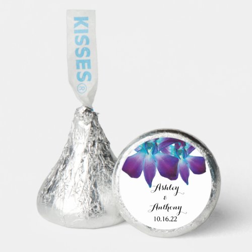 Blue Dendrobium Orchid Personalized Wedding Hersheys Kisses