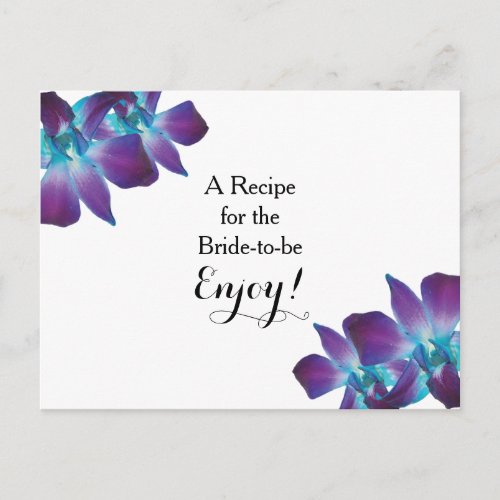 Blue Dendrobium Orchid Recipe Card Bridal Shower