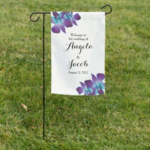 Blue Dendrobium Orchid Wedding Garden Flag