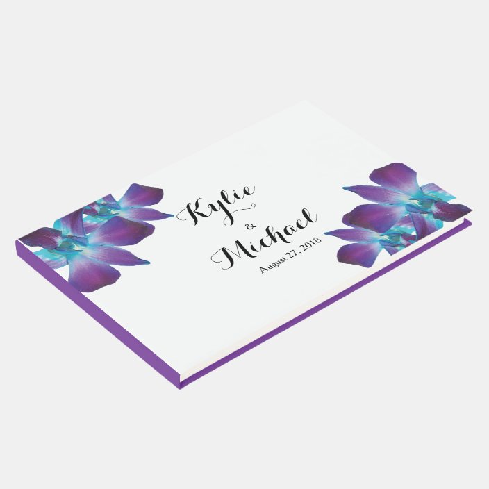 Blue Dendrobium Orchid Wedding Guest Book Zazzle Com