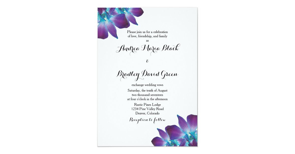 Blue Dendrobium Orchid Wedding Invitation Zazzle