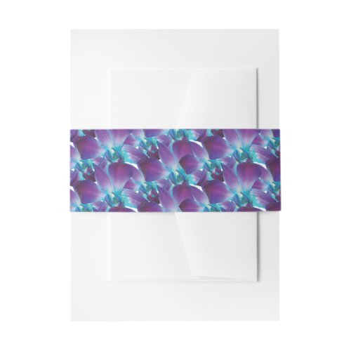 Blue Dendrobium Orchid Wedding  Invitation Belly Band