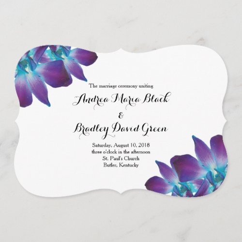 Blue Dendrobium Orchid Wedding Program
