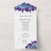 Blue Dendrobium Orchid Wedding RSVP All In One Invitation (Inside)