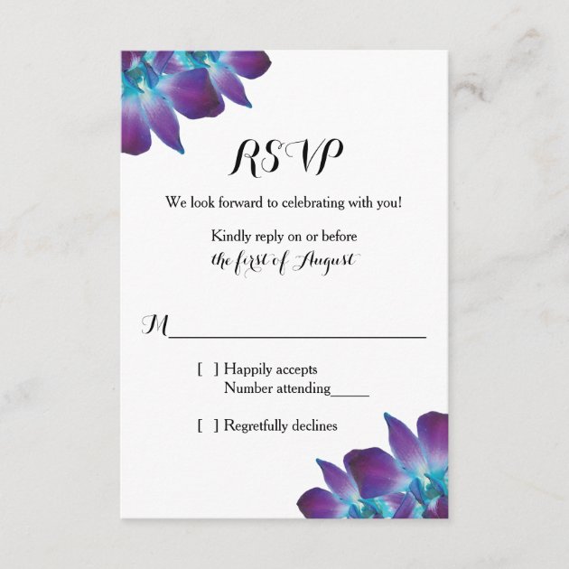 Blue Dendrobium Orchid Wedding Rsvp Card Zazzle Com