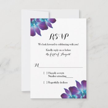 Blue Dendrobium Orchid Wedding Rsvp Card by wasootch at Zazzle