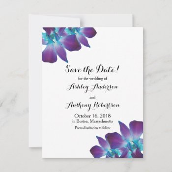 Blue Dendrobium Orchid Wedding Save the Date