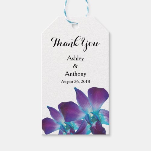 Blue Dendrobium Orchid Wedding Thank You Gift Tags