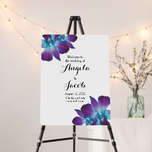 Blue Dendrobium Orchid Wedding Welcome Foam Board