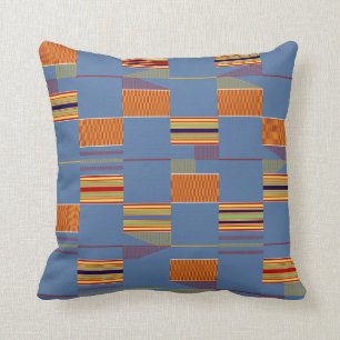 Blue Denim African Kente Masculine Throw Pillow