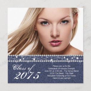 Blue Denim and Diamond Graduation Announcement