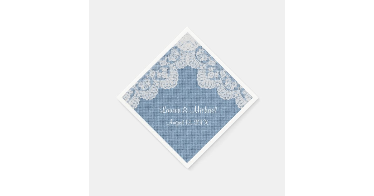 Blue Denim and Lace Wedding Paper Napkin