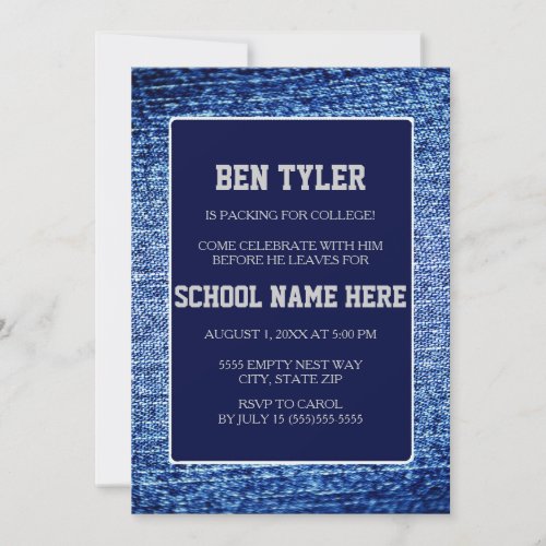 Blue Denim and Navy Blue Trunk Party Invitation