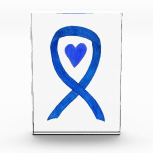 Blue Denim Awareness Ribbon Art Paperweight Award