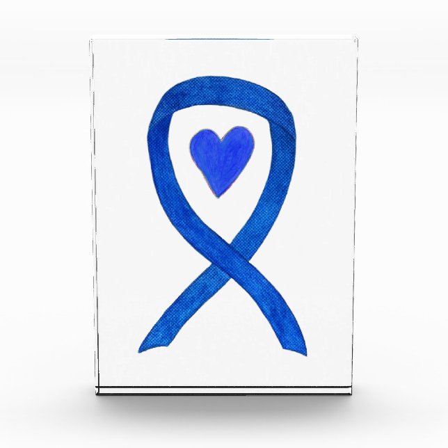 Blue Denim Awareness Ribbon Art Paperweight Award  (Front)