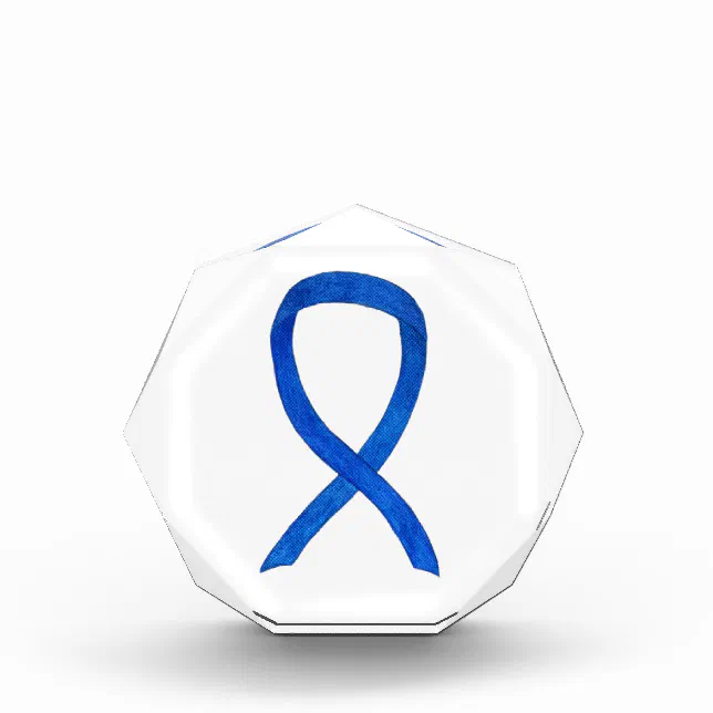 Blue Denim Awareness Ribbon Art Paperweight Award | Zazzle