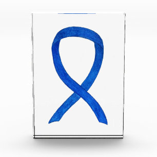 Blue Denim Awareness Ribbon Art Paperweight Award
