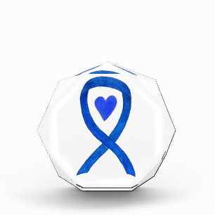Blue Denim Awareness Ribbon Art Paperweight Awards