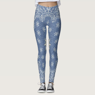 Blue Denim Bandana Leggings