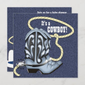 Blue Denim Cowboy Baby Shower Invitation (Front/Back)