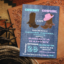 blue denim cowboy or cowgirl gender reveal party