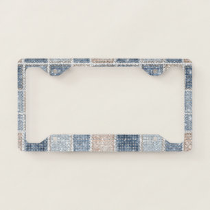 Blue Denim Cream Coffee Sparkle License Plate Frame