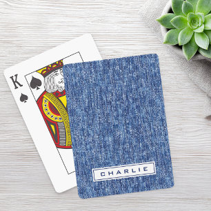 Blue denim custom name poker cards