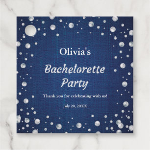Blue Denim Diamonds Pearls Bachelorette Party  Favor Tags