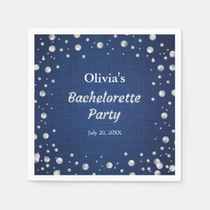 Blue Denim Diamonds Pearls Bachelorette Party Napkins