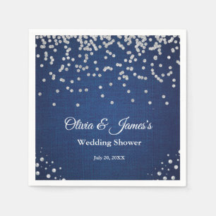 Blue Denim Diamonds Pearls Couple's Wedding Shower Napkins