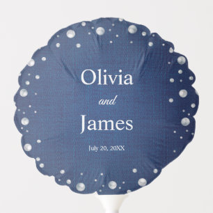 Blue Denim Diamonds Pearls Wedding Couple's Shower Balloon