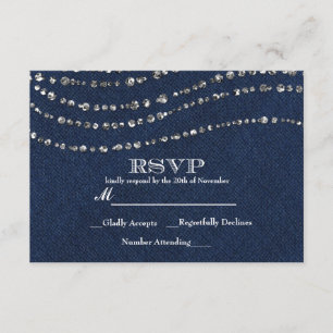 Blue Denim & Diamonds Sparkle Bling Party RSVP
